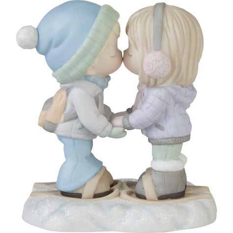 Snow In Love, Tender Kiss, Precious Moments Dolls, The Cardigans, Snowshoes, Timeless Brand, Drawings Ideas, Precious Moments Figurines, Love W