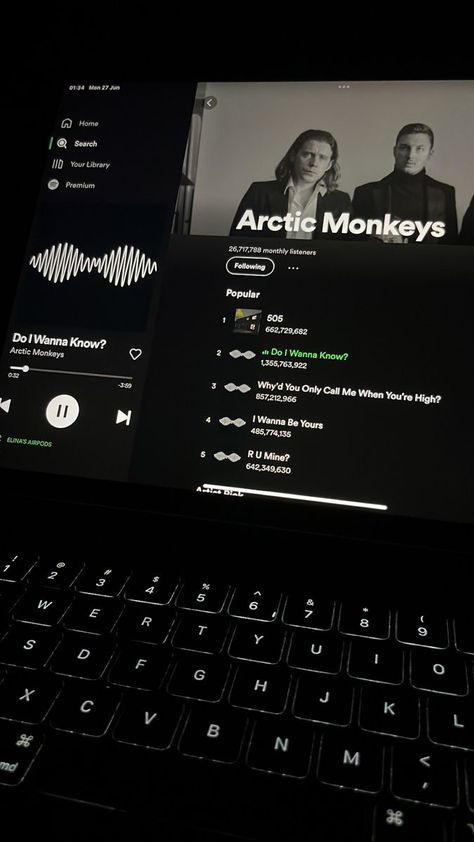 Arctic Monkeys Spotify Aesthetic, Artic Monkey Aethstetic, 505 Spotify, Do I Wanna Know Wallpaper, Do I Wanna Know Arctic Monkeys, Spotify Arctic Monkeys, 505 Aesthetic, The Artic Monkeys, Spotify Laptop