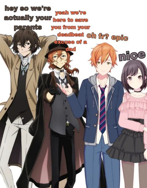 Ena And Akito, Dazai Osamu Anime, Bad Parenting, Vocaloid Funny, Osamu Dazai, Bad Parents, Fandom Crossover, Having No Friends, Silly Dogs