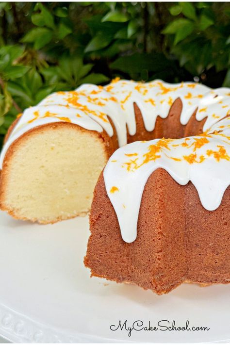 Orange Coconut Pound Cake Orange Coconut Cake Recipes, Orange Sponge Cake Recipe Moist, Orange Pound Cake Recipe, Classic Pound Cake Recipe, Holiday Breads, Coconut Pound Cake, Orange Cakes, My Cake School, Pound Cake Glaze