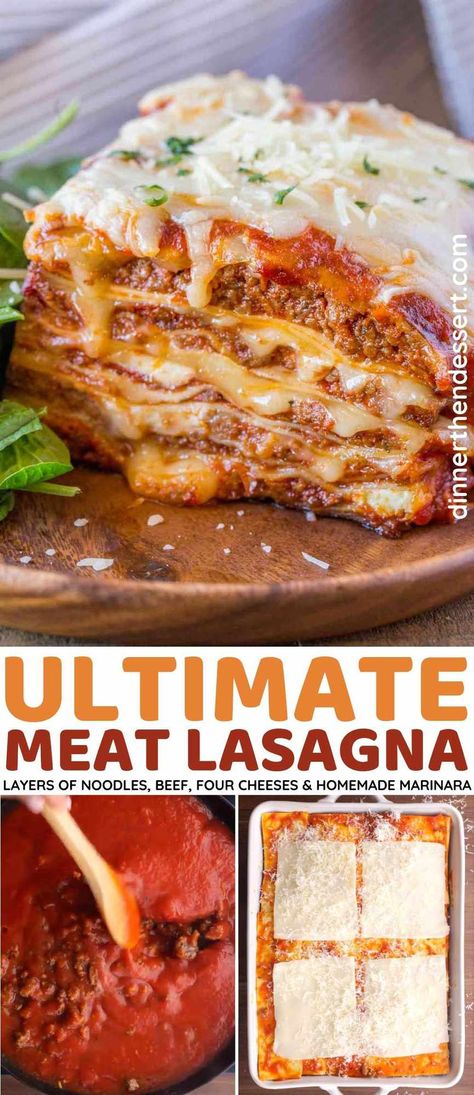 Ultimate Meat Lasagna with four cheeses, homemade marinara and a few chef tricks tastes like it's from your favorite Italian restaurant. Lasagne Recipes Homemade Lasagna, Chef Tricks, Homemade Lasagna Recipe, Homemade Lasagna Recipes, Best Lasagna Recipe, Lasagna Recipes, Beef Lasagna, Meat Lasagna, Easy Lasagna Recipe