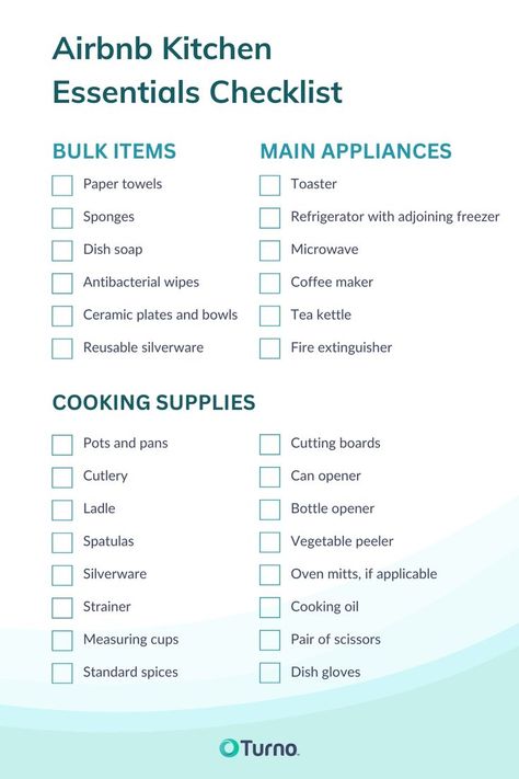 airbnb kitchen essentials checklist Airbnb Essentials, Airbnb Kitchen, Kitchen Essentials Checklist, Airbnb Checklist, Kitchen Checklist, Guest Room Essentials, Essentials Checklist, Hosting Essentials, Airbnb House