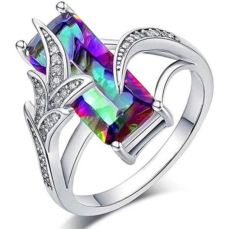 Gift Ideas Husband, Rainbow Topaz Ring, Fun Rings, Rainbow Topaz, Mystic Topaz Ring, Outfits Jewelry, Trendy Ring, Head Pieces, Mystic Topaz