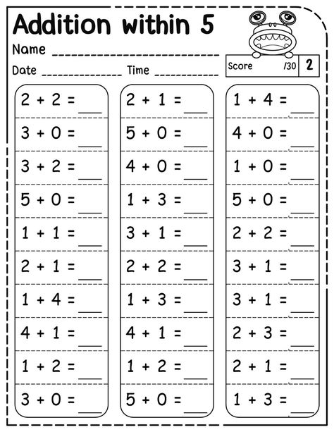 math worksheets Introducing Addition Kindergarten, Addition For Kindergarten, Math Worksheets For Grade 1, Add And Subtract Within 20, Addition Within 20, Holiday Math Worksheets, Math Drills, Math Sheets, 1st Grade Math Worksheets