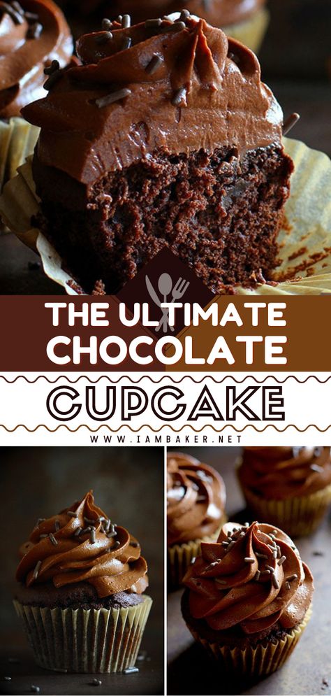 Chocolate Fudge Cupcakes, Sour Cream Chocolate Cake, Chocolate Cupcake Recipe, Best Chocolate Cupcakes, Thanksgiving Cupcakes, Chocolate Chip Cupcakes, Chocolate Cupcakes Moist, Cupcakes With Chocolate, Dessert Sauce