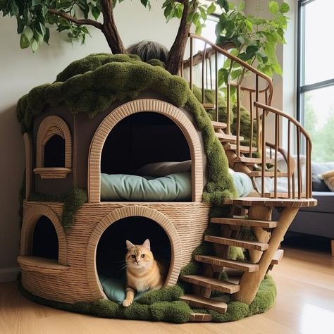 Katt Diy, Cat Room Decor, Katt Grejer, Cat Bedroom, Cat Patio, Cat Tree House, Cat House Diy, Cat Playground, Cat Enclosure