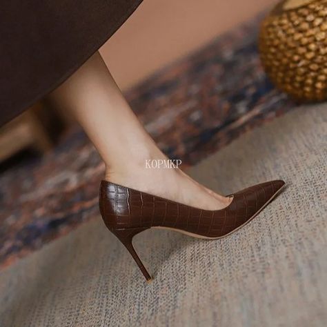 2024 Spring and Summer New Brown Comfortable All-match High Heels Women's Stiletto Sexy Single Shoes Women Zapatos De Mujer - AliExpress Mark Brown, Comfortable High Heels, Brown Dress Shoes, Work Dresses For Women, Womens Stilettos, Pu Heels, 28 Days, Women Oxford Shoes, Heel Pumps