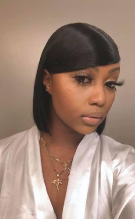 Swoop Bangs, Quick Weave Hairstyles, Short Bob Wigs, Short Hair With Bangs, Straight Human Hair, Baddie Hairstyles, Short Bob Hairstyles, Wigs With Bangs, Short Hairstyles For Women