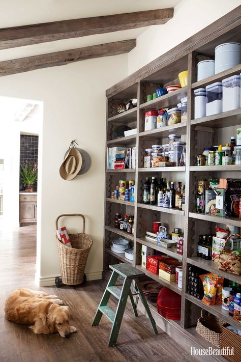 Impeccable pantries Old Wood Charms - TownandCountrymag.com Open Pantry Shelves, Wooden Pantry, Diy Pantry Organization, Open Pantry, Pantry Shelving, Diy Pantry, Large Pantry, Pantry Shelf, Home Luxury