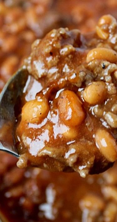 Ground Beef Baked Beans, Baked Beans With Hamburger, Baked Beans With Ground Beef, Beans With Ground Beef, Baked Beans From Scratch, Beans Baked, Baked Beans Crock Pot, Canned Baked Beans, Slow Cooker Ground Beef