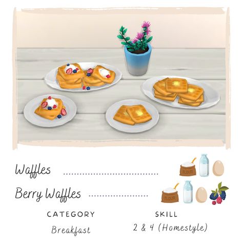 Sims 4 Cas Background, Berry Waffles, Breakfast Ingredients, Tumblr Sims 4, Sims 4 Cc Furniture, Milk N Cookies, Waffle Iron, Sims 4 Cas, Sims 4 Build