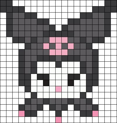 Peler Beads Patterns Halloween, Pixel Art Kuromi Easy, Pixel Art Pattern Kuromi, Perler Bead Patterns Kuromi, Kuromi Fuse Beads, Sanrio Perler Beads Pattern, Kuromi Kandi Pattern, Kuromi Perler Beads Pattern, Valentine Pixel Art