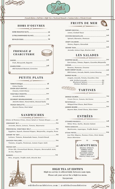 French Menu Template, French Bistro Menu Ideas, Dinner Menu Restaurant, Bistro Menu Food, French Bistro Menu Design, French Wedding Menu Ideas, French Restaurant Food, French Menu Card, Bistro Menu Ideas Food