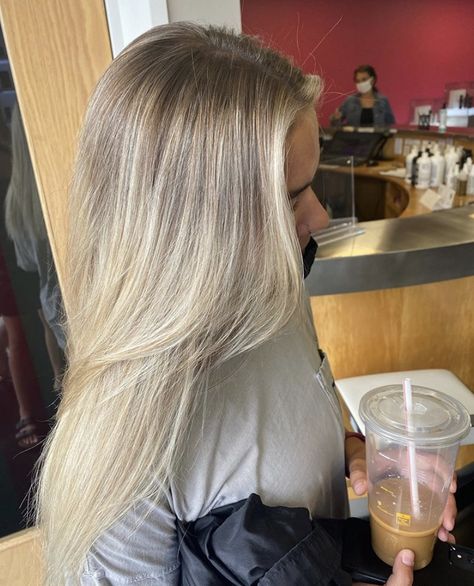 Bright Blonde Low Maintenance, Less Maintenance Blonde, Low Maintenance Blonde Hair Straight, Grown In Blonde, Blind Balayage Hair, Heavy Babylights Blonde, Blonde Low Maintenance Hair, Low Matinance Blonde, Blonde Hair Smudged Roots