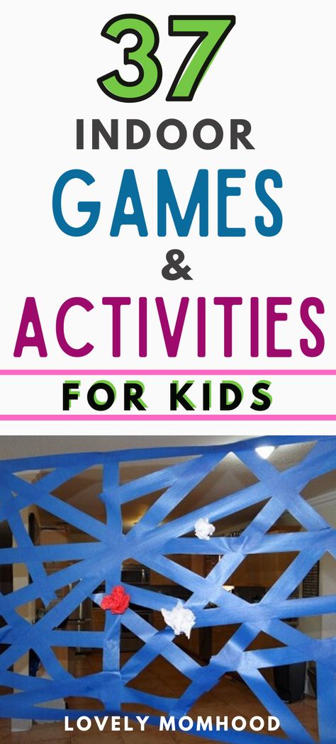 37 Fun Indoor Games and Activities for Kids. #kids #indoorgames #indooractivities Kids Party Games Indoor, Indoor Group Games, Kid Games Indoor, Elementary Games, Easy Games For Kids, Games For Kids Classroom, Rainy Day Activities For Kids, Group Games For Kids, Games To Play With Kids