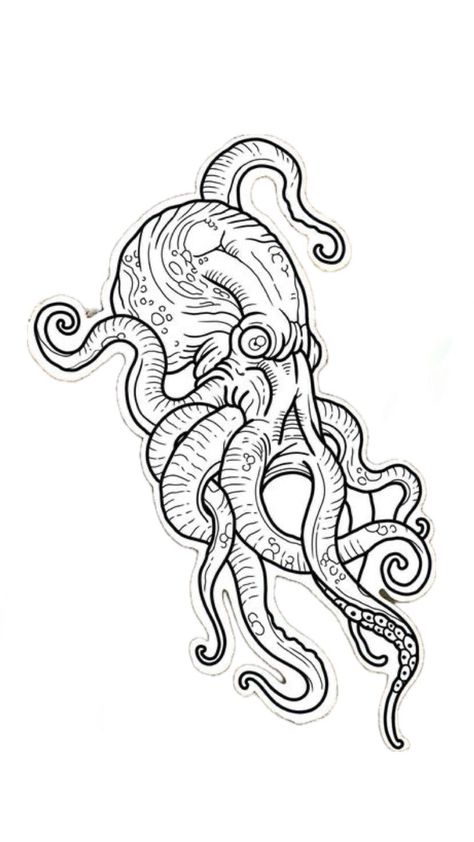 Tentacle Tattoo, Egyptian Eye Tattoos, Traditional Tattoo Stencils, Squid Tattoo, Tato Flash, Tattoo Style Art, Vintage Tattoo Art, Molecule Tattoo, Seahorse Tattoo