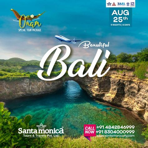 Santamonica Tours & Travels Bali Tour Package Bali Tour, Cultural Traditions, Clear Beaches, Rice Terraces, Travel Company, Travel Companies, Tour Packages, Santa Monica, Crystal Clear