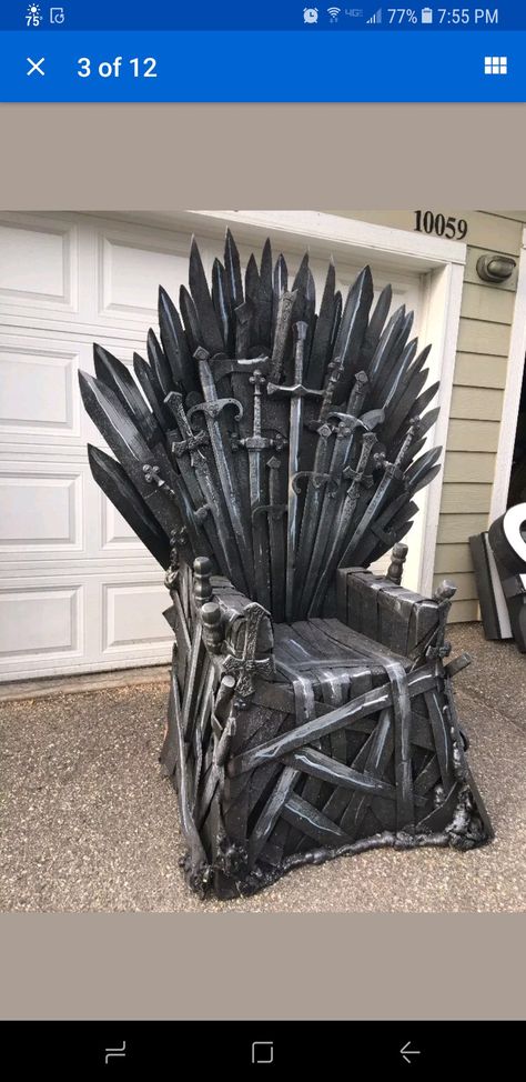 Game Of Thrones Room Aesthetic, Diy Game Of Thrones Chair, Diy Iron Throne, Game Of Thrones Trunk Or Treat, Thrones Chair, Game Of Thrones Chair, Game Of Thrones Halloween, Game Of Thrones Decor, Halloween Golf