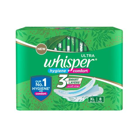 PRICES MAY VARY. Nearly 40% longer helps provide more coverage Wider back for better coverage to protect against back leakage throughout the night 5X more absorbency Lock core helps absorb fluid and locks it in gel form for long lasting protection Use whisper ultra clean XL wings for days when your period flow is heavy vs an ordinary pad vs Indian average load per pad Whisper Ultra Clean Sanitary Pads for Women, XL 8 Napkins Sanitary Napkin, Sanitary Pads, Napkins, Period, Long Lasting, For Women, Quick Saves