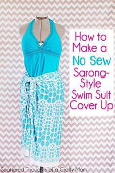 How to make a No Sew, sarong swimsuit Cover up. Sarongs Diy, Diy Clothes Refashion No Sew, Diy Bathing Suit, Sarong Swimsuit Cover, Diy Swimsuit, Diy Summer Clothes, Diy Fashion Trends, Wrap Bathing Suit, Diy Clothes Refashion