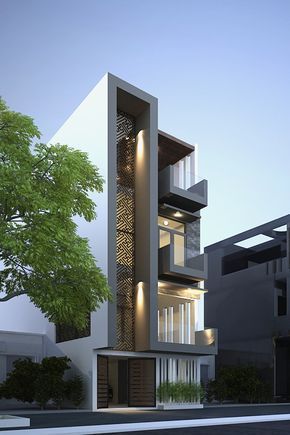 Modern Elevation, Home Designs Exterior, Nha Pho, Old Architecture, Architectural Rendering, Narrow House, House Front Design, घर की सजावट, Building Ideas