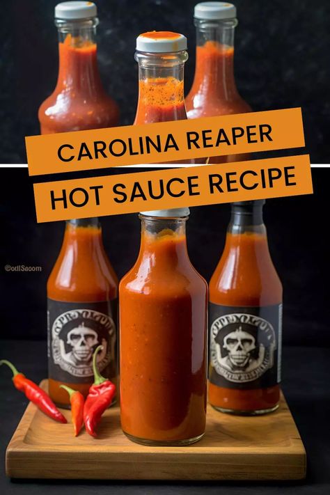 Are you ready for a real challenge? Try making an extra spicy Carolina Reaper hot sauce recipe at home. Get the tips and tricks here to make sure your hot sauce will be just right! Reaper Hot Sauce Recipe, Fire Sauce Recipe, Ghost Pepper Hot Sauce Recipe, Carolina Reaper Recipe, Carolina Reaper Hot Sauce Recipe, Pickled Squash, Reaper Hot Sauce, Fire Sauce, Ghost Pepper Hot Sauce