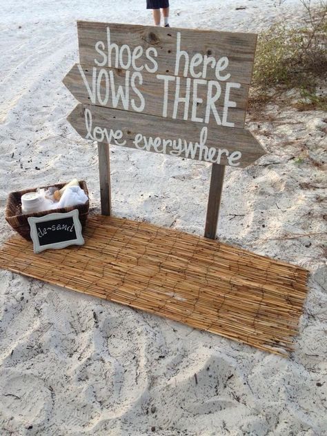 Shoes Here Sign, Beach Wedding Signs, Small Beach Weddings, Simple Beach Wedding, My Dreams Come True, Dream Beach Wedding, Beachy Wedding, Choosing Me, Boho Beach Wedding