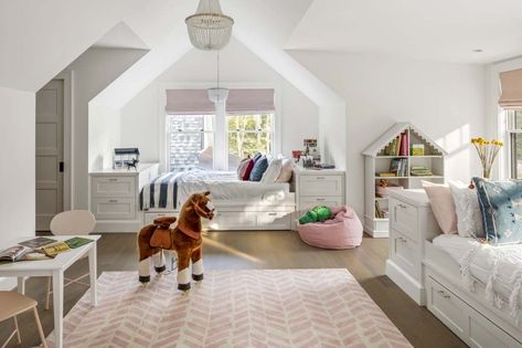 This beautiful shingle-style family farmhouse was designed by LDa Architecture & Interiors, located in Sudbury, Massachusetts. #bedroom #kids Lakehouse Cottage, Farmhouse Beach House, Sudbury Massachusetts, Bedroom Lake House, Lake House Cottage, Equestrian Home, Stable Style, Family Farmhouse, Farmhouse Beach