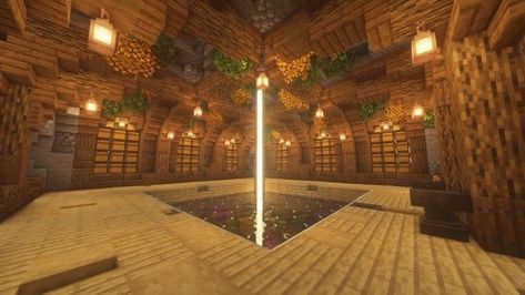 Minecraft Stronghold Room Design, Large Storage Room Minecraft, Cave Storage Room Minecraft, Minecraft Library Storage, Mountain Storage Room Minecraft, Minecraft Storage Area Ideas, Cottage Core Storage Room Minecraft, Storage Wall Minecraft, Minecraft Chest Room Exterior