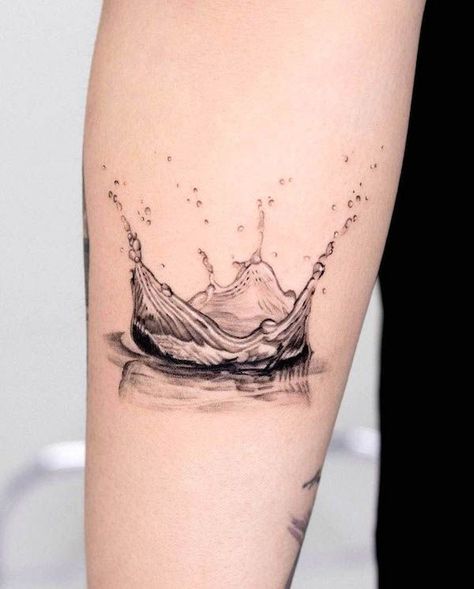 Peace Like A River Tattoo, Flowers And Water Tattoo, Fish Jumping Out Of Water Tattoo, Water Earth Tattoo, Water Movement Tattoo, Body Of Water Tattoo, Feminine Water Tattoo, Black And White Water Tattoo, Water Pouring Tattoo