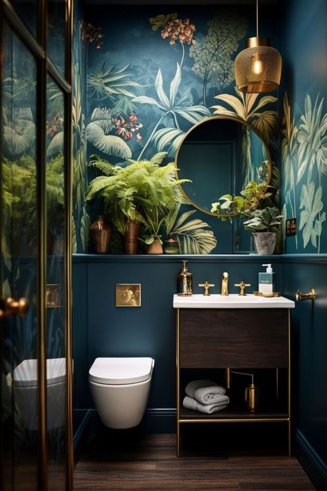 Makeover Kamar Mandi, Dekorere Bad, العصور الوسطى, Toilet Room Decor, Jade Design, Small Toilet Room, Dark Bathrooms, Bilik Mandi, Interior Design Per La Casa