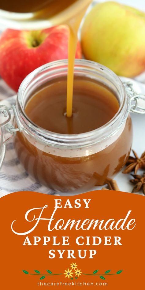 Apple Cider Syrup Easy, Apple Syrup From Peels, Canned Syrup Recipes, Apple Spice Syrup, Apple Cider Sauce Recipes, Apple Cider Recipes Easy, Apple Cinnamon Syrup, How To Can Apple Cider, Apple Cider Simple Syrup