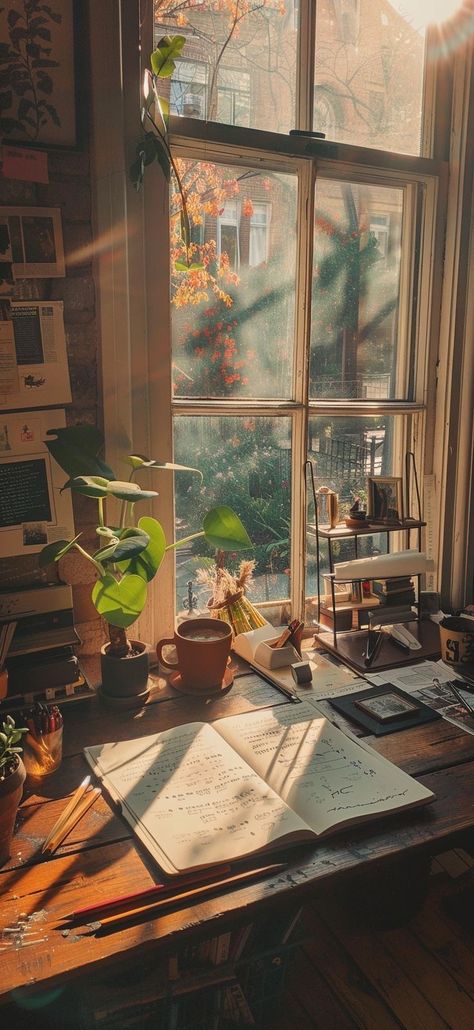 Plant And Wood Aesthetic, Autumn Aesthetic House Interior, Cozy Animated Wallpaper, Cozy Ambience Aesthetic, Cat And Book Wallpaper, Student Vibes Aesthetic, Romanticizing Life Wallpaper, Relaxing House Design, Cozy Home Art