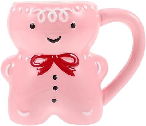 Amazon.com: Gingerbread Man Coffee Mugs, Gingerbread Man Mug, Gingerbread Man Ceramic Mug, Gingerbread Man Ceramic Mug, Gingerbread Man Christmas Coffee Mugs, 3D Gingerbread Man Cup (pink) : Home & Kitchen Cute Christmas Mugs, Bur Basket, Christmas Decor Gingerbread, Milk Cereal, Christmas Party Cups, 3d Gingerbread, Christmas Feels, Christmas Coffee Mugs, Burr Basket