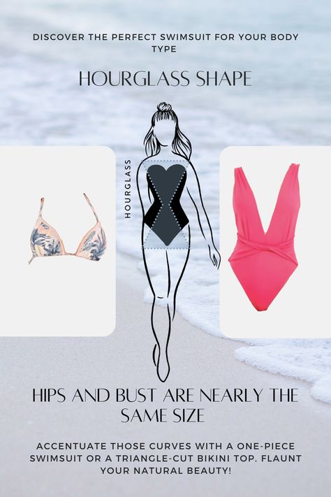 👙🌞 Swimsuit Season is Here! 🌞👙 Discover Your Perfect Swimsuit for Your Body Type! 💃 ⌛ Hourglass Shape: Accentuate those curves with a one-piece swimsuit or a triangle-cut bikini top. Flaunt your natural beauty! 🌟💋 Don't stress about finding the right swimsuit! Knowing your body shape makes it easy to find one that flatters you and boosts your confidence. Dive into the beach season with the perfect swimwear for you! 🏄‍♀️🌊 Hourglass Swimsuit, Swimsuit Season, Best Swimwear, Perfect Swimsuit, Hourglass Shape, Swimsuit Fashion, Body Shapers, Body Shape, Fashion Essentials