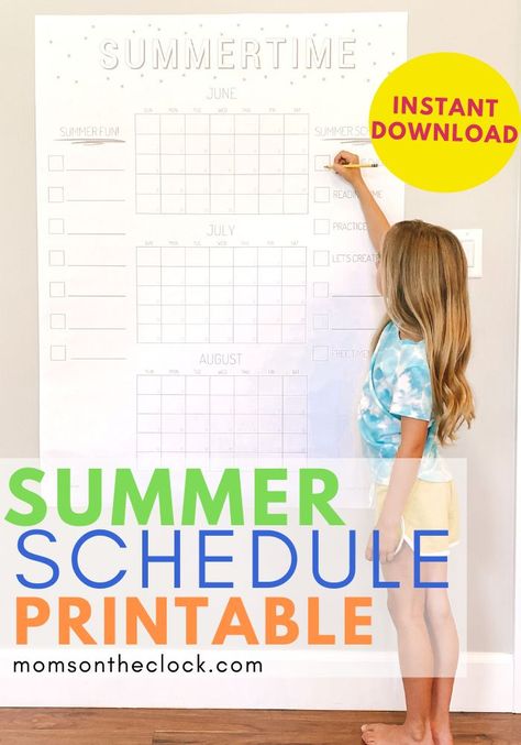 Daily Block Schedule, Summer Calendar Printable, Summer Schedule For Kids, Homemade Calendar, Organize Tips, Vacation Calendar, Summer Homeschool, Summer Calendar, Schedule Calendar