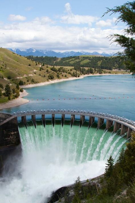 Kerr dam at Flathead lake Polson Montana, Dam Design, Flathead Lake Montana, Lake Montana, Hydroelectric Dam, Water Dam, Montana Vacation, Montana Travel, Pretty View