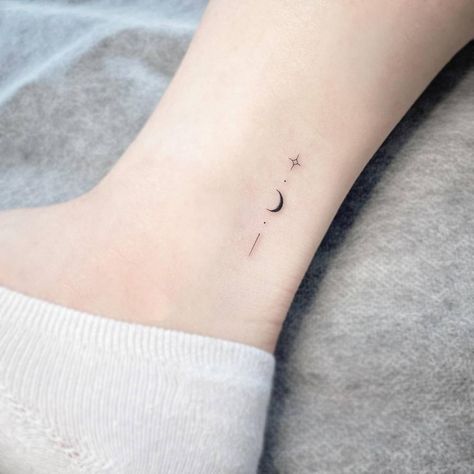 Dainty Crescent Moon Tattoo, Moon With Stars Tattoo, Waning Crescent Moon Tattoo, Moon And Star Tattoo, Crescent Moon With Stars, Astronomy Stars, Moon Tattoos, Crescent Moon Tattoo, Star Tattoo