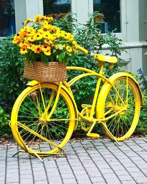 15 Fabulous Farmhouse Style Upcycled Gardens - The Cottage Market Bike Planter, Unique Garden Art, Bicycle Decor, Upcycle Garden, Old Bicycle, Garden Junk, Fleur Design, Bicycle Art, Unique Gardens