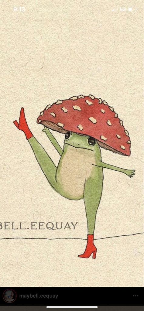 Frog Under Mushroom Drawing, Frog Sketch Aesthetic, Frog Man Drawing, Mushroom And Frog Painting, Frogs With Hats Drawing, Frog With Mushroom Hat Tattoo, Frog Sitting On Mushroom Drawing, Mushroom Frog Painting, Frog Drawing With Mushroom