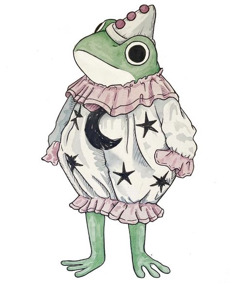 Frog Illustration, Frog Drawing, Send In The Clowns, Frog Art, A Frog, Cute Frogs, Cute Little Drawings, Cute Animal Drawings, Funky Art