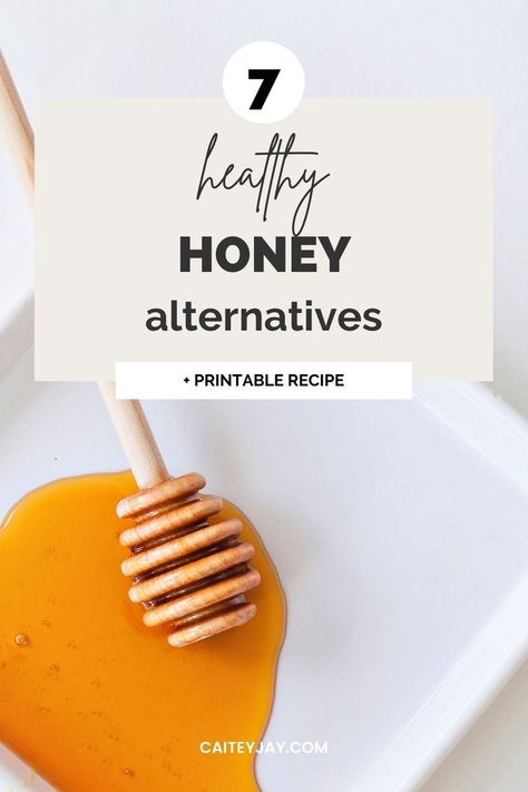 Looking for a honey alternative? Here are 7 substitutes for honey, including a vegan honey alternative. All suggestions are natural sweeteners. They can be used as honey substitute in baking, cooking or drizzling. Honey Alternative, Honey Substitute, Cooking Cheat Sheet, Vegan Honey, Healthy Sauces, Healthy Honey, Nut Milk Bag, Condiment Recipes, Healthy Salad Dressing