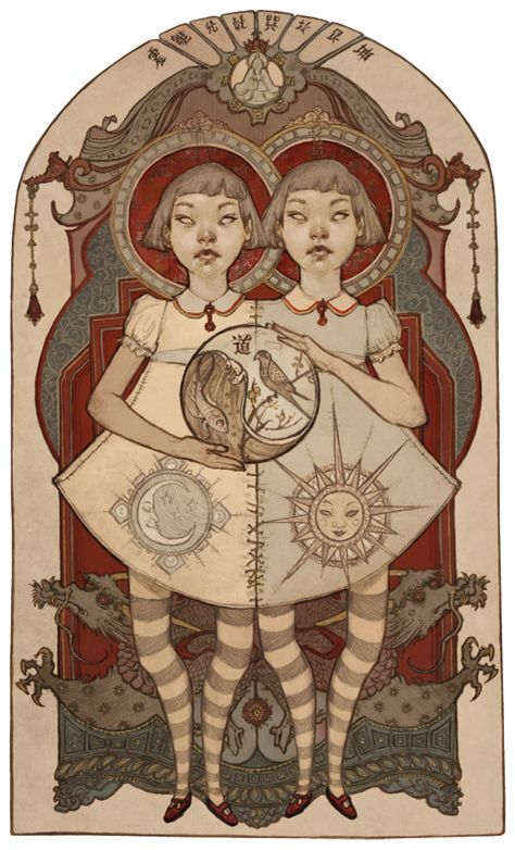 Gemini Art, Conjoined Twins, Circus Art, Dibujos Cute, Arte Fantasy, Arte Horror, Ancient Chinese, Pics Art, Dark Art