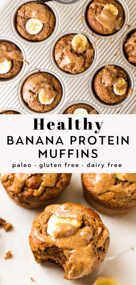 Gluten Free Dairy Free Recipes Meal Prep, Protein Muffins With Bananas, Gf Df Protein Snacks, Low Carb Banana Protein Muffins, Macro Muffin Recipe, Gf Df Protein Muffins, Healthy Breakfast With Protein Powder, Gf Df Protein Breakfast, Whole 30 Protein Breakfast