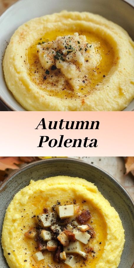 Quick & Easy Autumn Polenta - Creamy and comforting polenta recipe perfect for cozy October evenings with simple ingredients and delicious toppings. #AutumnRecipes #Polenta #ComfortFood #EasyCooking #OctoberEats #FallFlavors #Foodie Mushroom And Polenta Recipes, Thanksgiving Polenta Recipes, Pork And Polenta Recipes, Fall Mediterranean Recipes, Creamy Polenta Recipes, Salmon And Polenta Recipe, Polenta Dinner Recipes, Tube Polenta Recipe, Butternut Squash Polenta