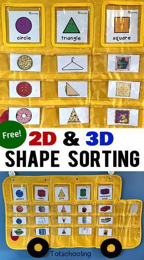 FREE printable Shape Sorting activity with 2D and 3D cards featuring real life objects to identify and sort. Great for preschoolers and kindergarten kids learning about shapes. Designed to be used with our Apple to Zebra pocket chart! Kindergarten Mathematics, Kindergarten September, Shape Activities Kindergarten, 2d 3d Shapes, Shape Sorting Activities, Math Preschool, Shape Activities, Pocket Chart Activities, Pocket Charts