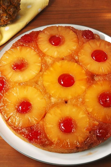 Pineapple Upside-Down Cake - Delish.com Delish Pineapple Upside Down Cake, The Best Pineapple Upside Down Cake Ever, Pineapple Upside Down Cake Easy, Cake Mix Upside Down Pineapple Cake, Old Fashion Pineapple Upside Down Cake, Cupcake Pineapple Upside Down, Grandmas Pineapple Cake, Small Upside Down Pineapple Cake, Recipe For Pineapple Upside Down Cake