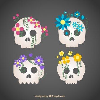 Calavera Kawai | Fotos y Vectores gratis Halloween Wreath, Halloween, Design