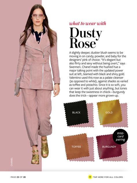 Dusty Rose Instyle Color Crash Course, Neon Prom Dresses, Dusty Pink Dresses, Colour Combinations Fashion, Mode Tips, Color Combinations For Clothes, Amal Clooney, Fashion Vocabulary, Dusty Rose Color