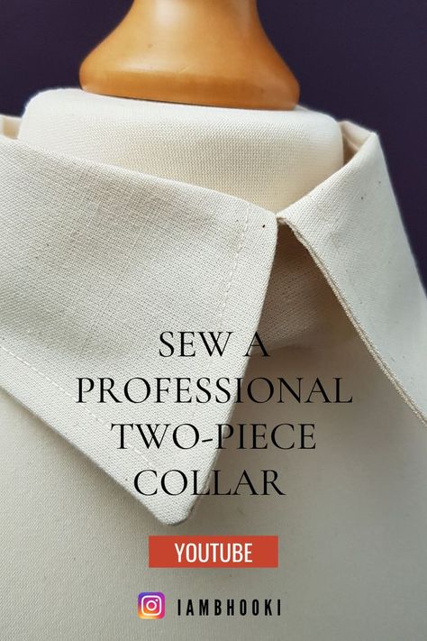 This video shows you How To Sew A Two Piece Shirt Collar For Beginners. This is a very easy step by step method on how to achieve the perfect shirt collar. #shirtcollar #shirt #collar #twopieceshirtcollar #twopiececollar #diy #sewing #sew #youtubeproject #youtubetutorial How To Sew A Collar On A Shirt, Refurbished Clothes, Two Piece Shirt, Beginners Sewing, Sewing School, Sewing Tutorials Clothes, Revere Collar, Detachable Collar, Pattern Drafting